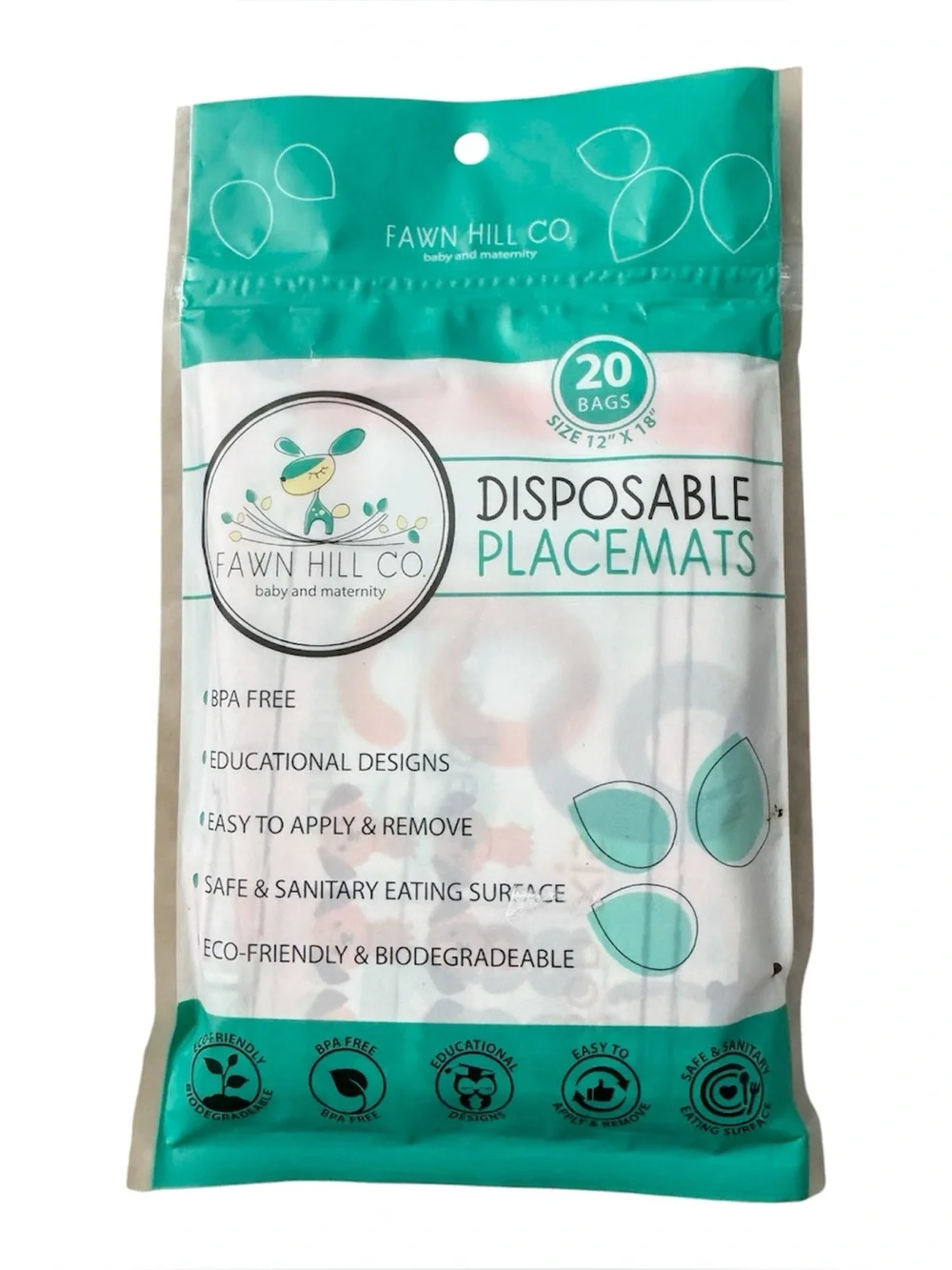 FAWN HILL CO Baby/Maternity Disposable BPA Free Placemats (Lot of 2)-Brand NEW